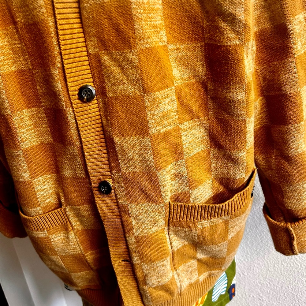 Vans Men's Mustard Yellow Checkered Cardigan Sweater sz XXL - Picture 3 of 5